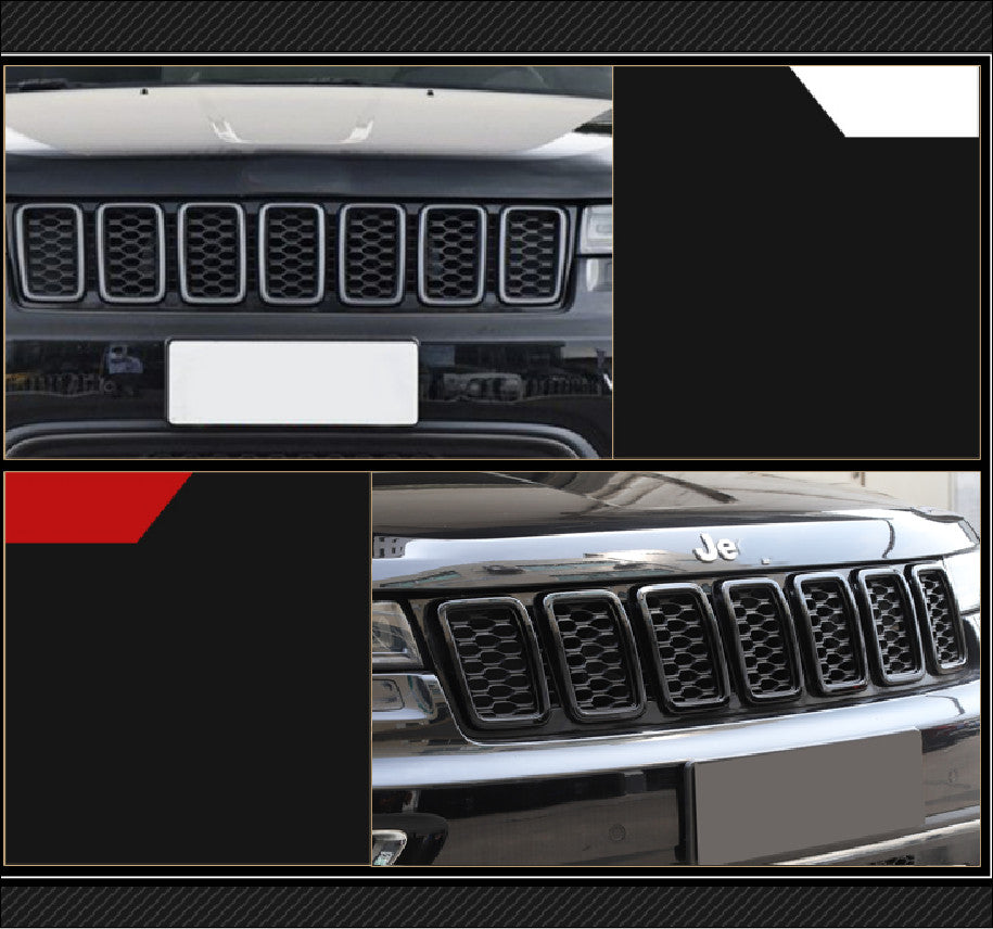 for Jeep Grand Cherokee 17-20 Front Center Inserts Mesh Grille Cover Trim Black