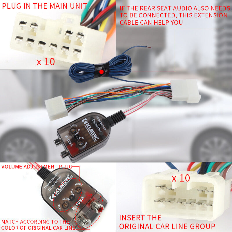 Add An Amplifier Adapter w/Amp Turn On Wire for Toyota 4Runner Tacoma for Corolla