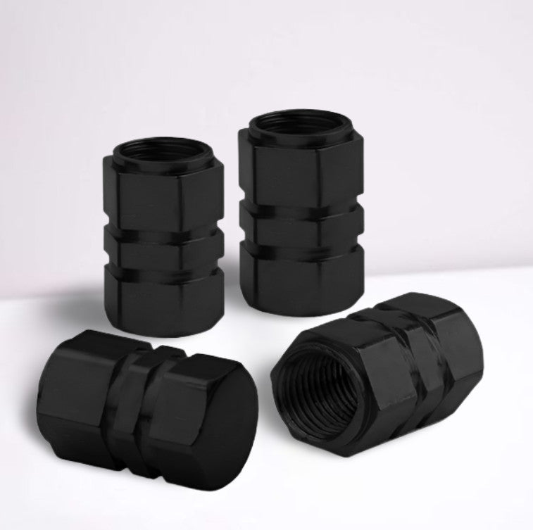 4-Piece Black 17mm Car Tire Valve Cover Stem Cover Valve Dust Cover for Chrysler