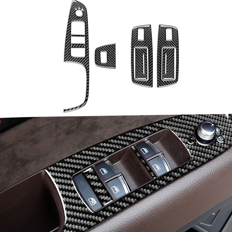 Real Carbon Fiber Car Window Switch Panel Cover Trim for Audi Q7 2005-2015 10PCS