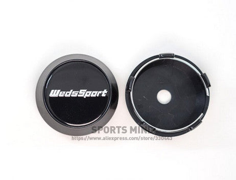 4-piece set of 60mm Weds Sport rim caps, center caps, and logos in black for TE37.