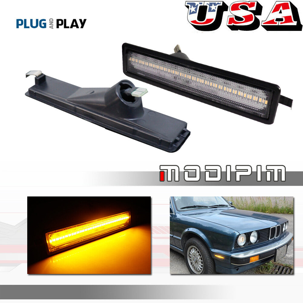 Suitable for BMW E30 3 Series transparent lenses, amber LED front corner side marker light