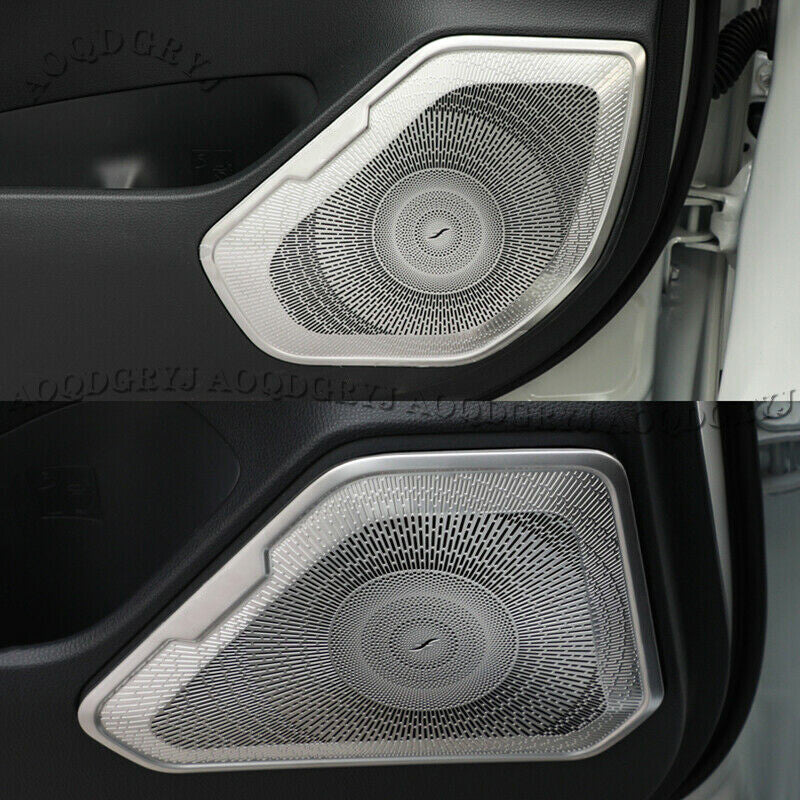 4P Silver Car Interior Door Stereo Speaker Cover Trim for TOYOTA RAV4 2019-2022