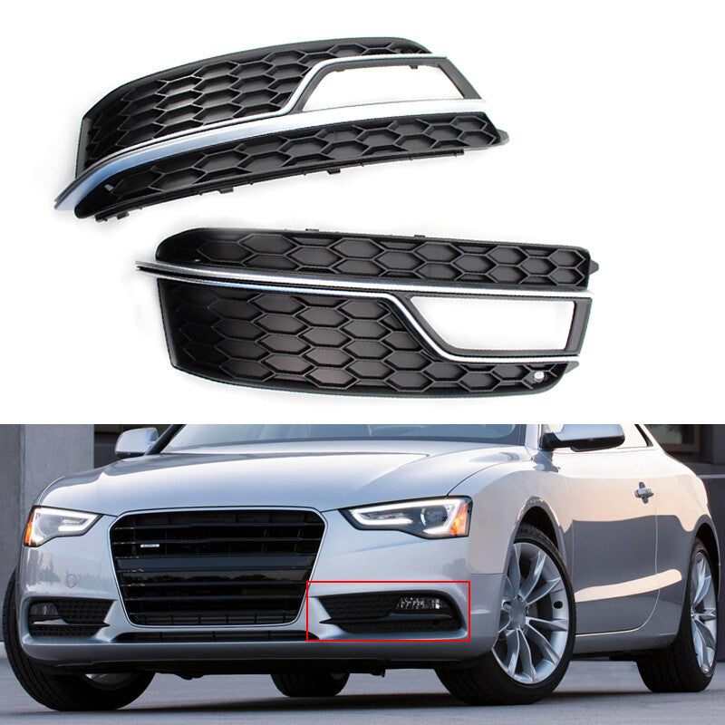 Pair Front Bumper Light Fog Lamp Grille Cover for Audi A5 S-Line S5 2013-2017