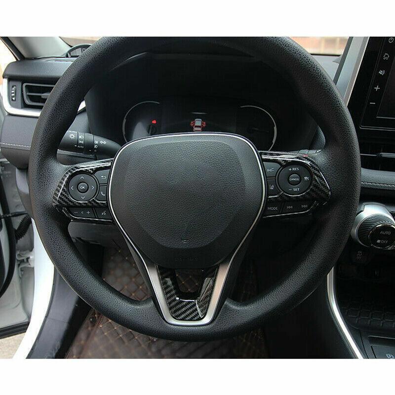 for Toyota Rav4 19-2024 Carbon Fiber Look Steering Wheel Button Frame Cover Trim
