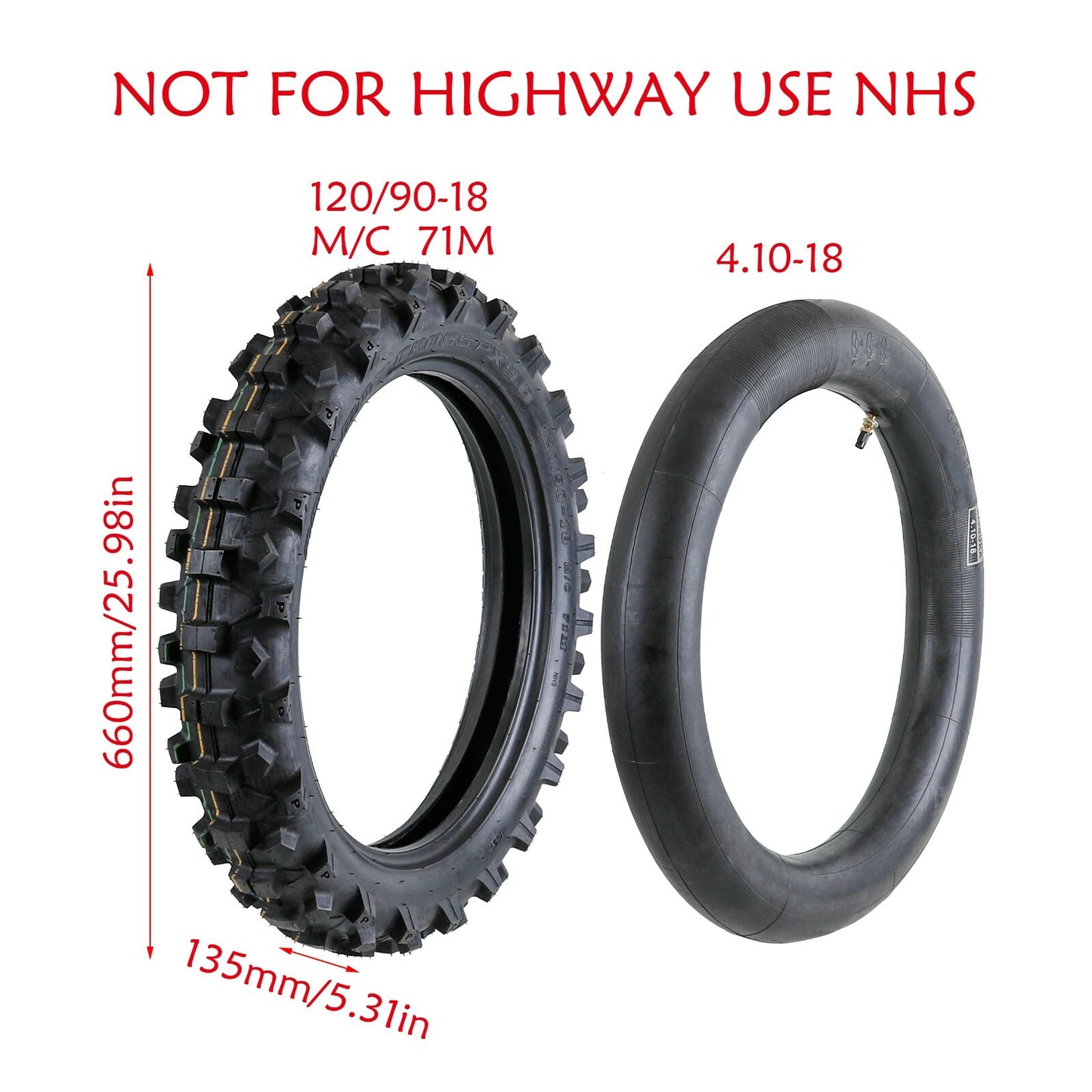 120/90-18 Motorcycle Tires and Tubes 4.60-18 for Dirt Pit Bikes for Honda CRF250L XR650L