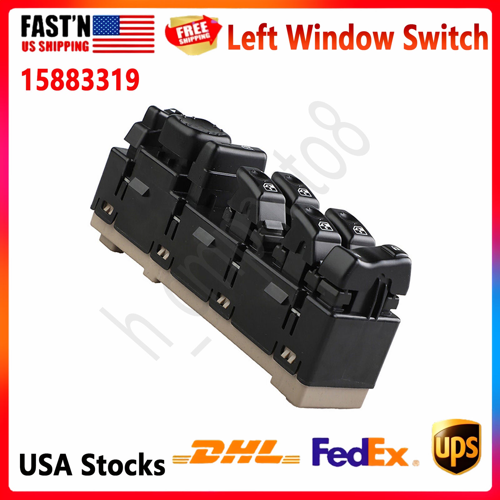 15883319 Front Driver Left Side Power Window Switch Black for Chevy Silverado