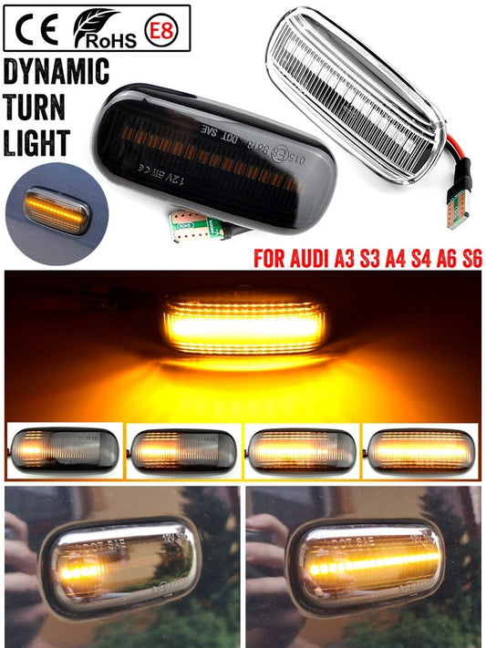 2pcs LED Dynamic Side Marker Turn Light for Audi A3 8P A6 S6 RS6 C5 2000-2005