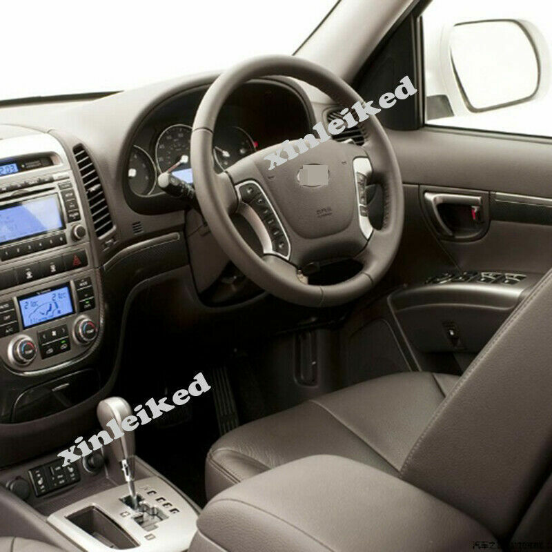 Fit for Hyundai Santa Fe 2006-2012 Leather Steering Wheel Decor Cap Cover Trim