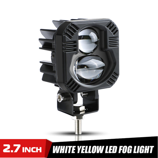 1x LED Motorcycle Spot Light Hi-Lo Beam Driving Fog Lamp Yellow White Dual Color