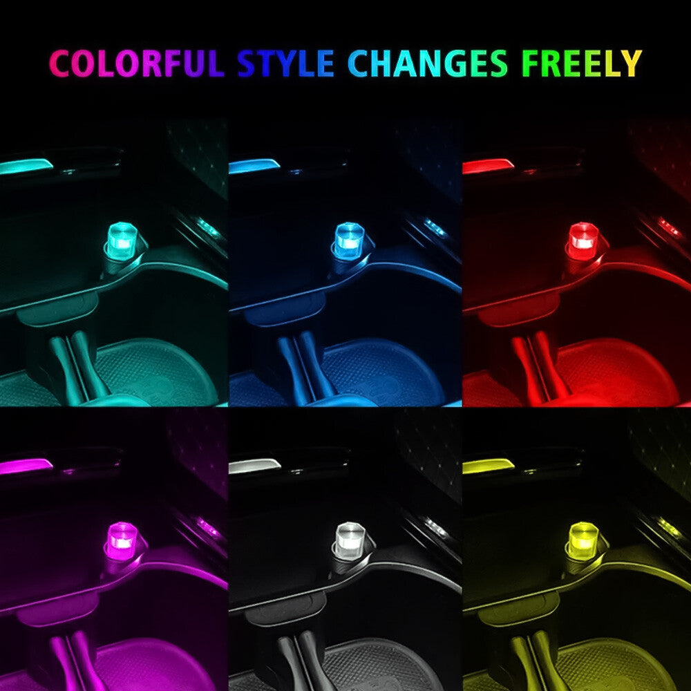 2Pcs x 7 Color Car Interior Accessories for Mini LED USB Light Neon Atmosphere Parts