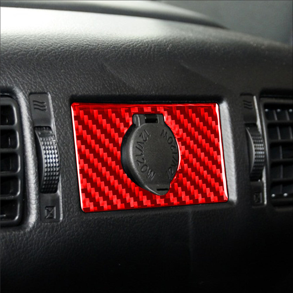 Red Carbon Rear Cigarette Lighter Switch Panel Cover for T@yota Tundr@ 2014-2021