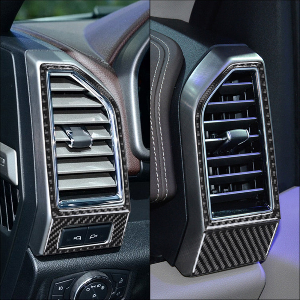 Carbon Fiber Interior Air Vent Outlet Panel Trim Cover for Ford F-150 2015-2017