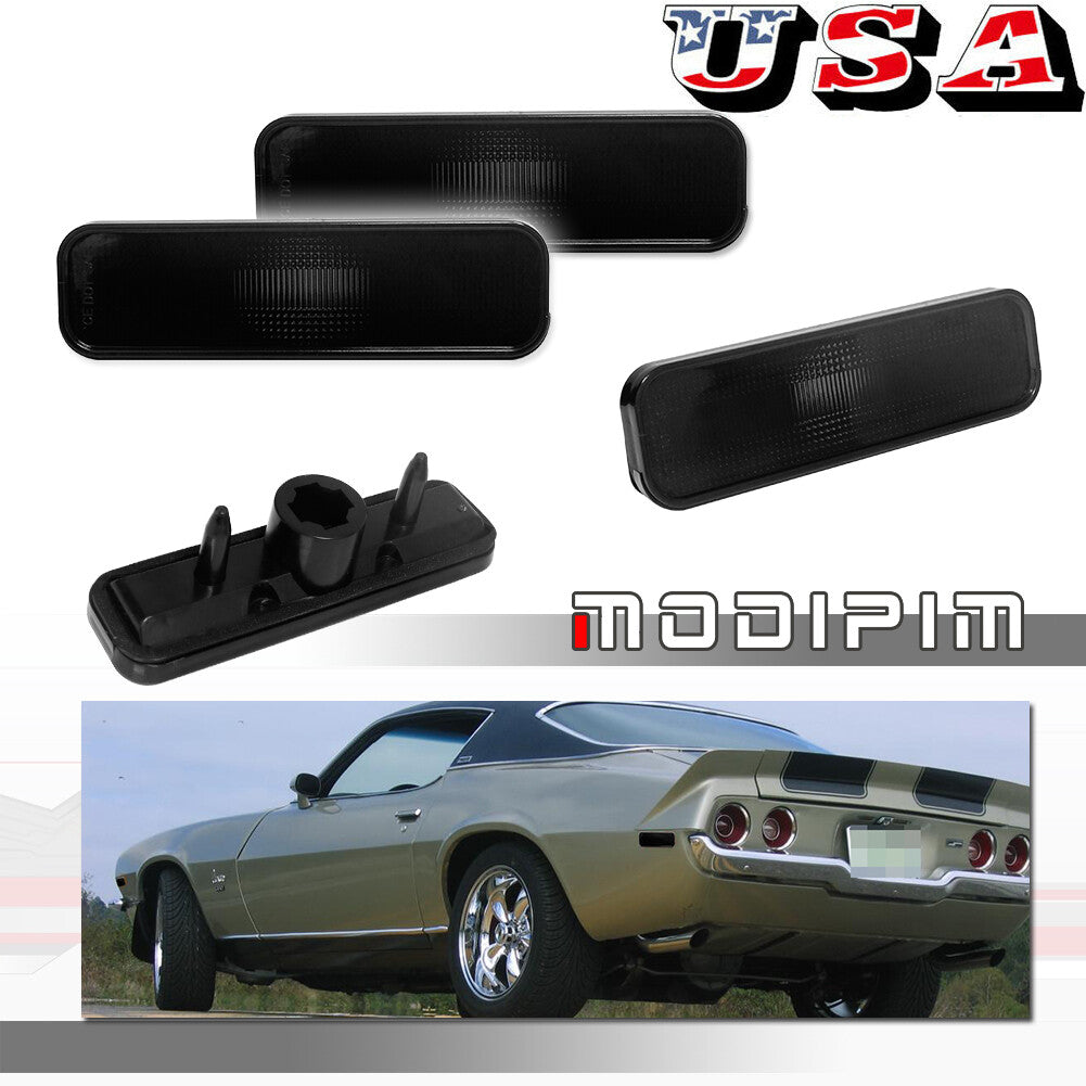 4-Piece Smoked Front and Rear Side Marker Lenses for 1970-73 for Chevrolet Camaro SS Z28 RS