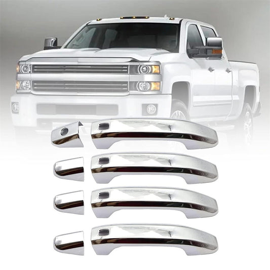 Chrome Door Handle Cover Set For 2020-21 for GMC for Sierra Chevy Silverado 1500 w/ for Smart