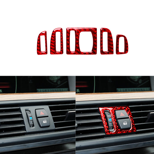 Red Carbon Fiber Air Conditioner Cover Trim for BMW 5 Series F10 F07 2011-2017