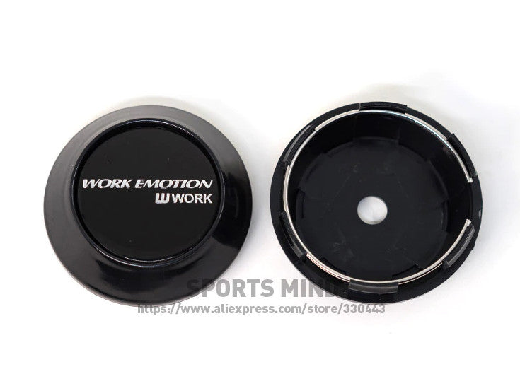 4x69mm wheel center cap, hubcap, rim cap, badge decal, working emotion, black TE37