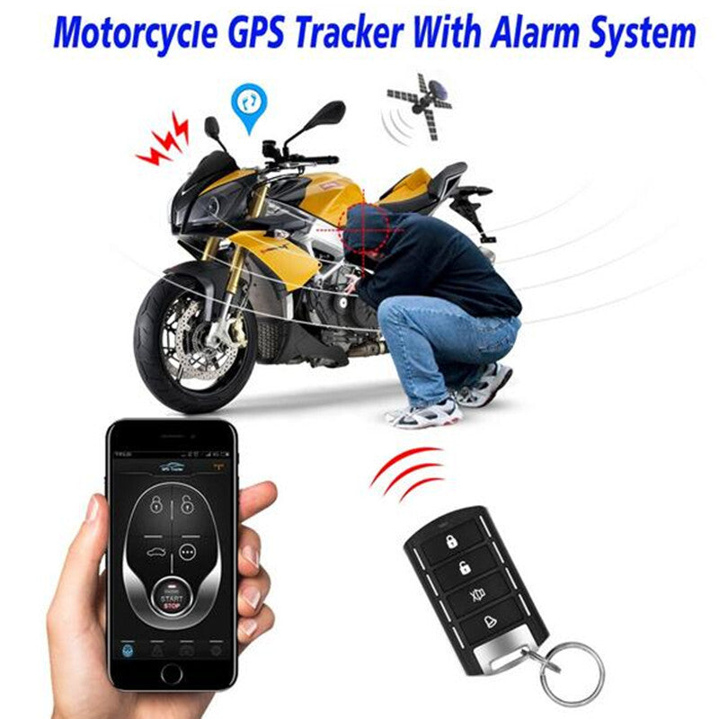 Motorcycle GSM GPS Tracking Alarm Keyless Entry System Fence ACC trigger Alarm
