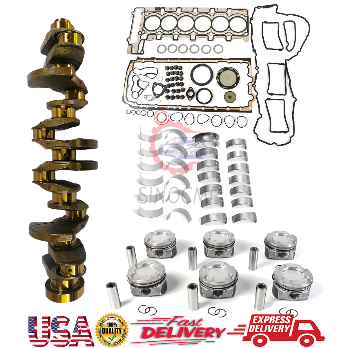 N55 Engine Overhaul Rebuild Kit w/ Pistons Rings Crankshaft 11217580483 for BMW