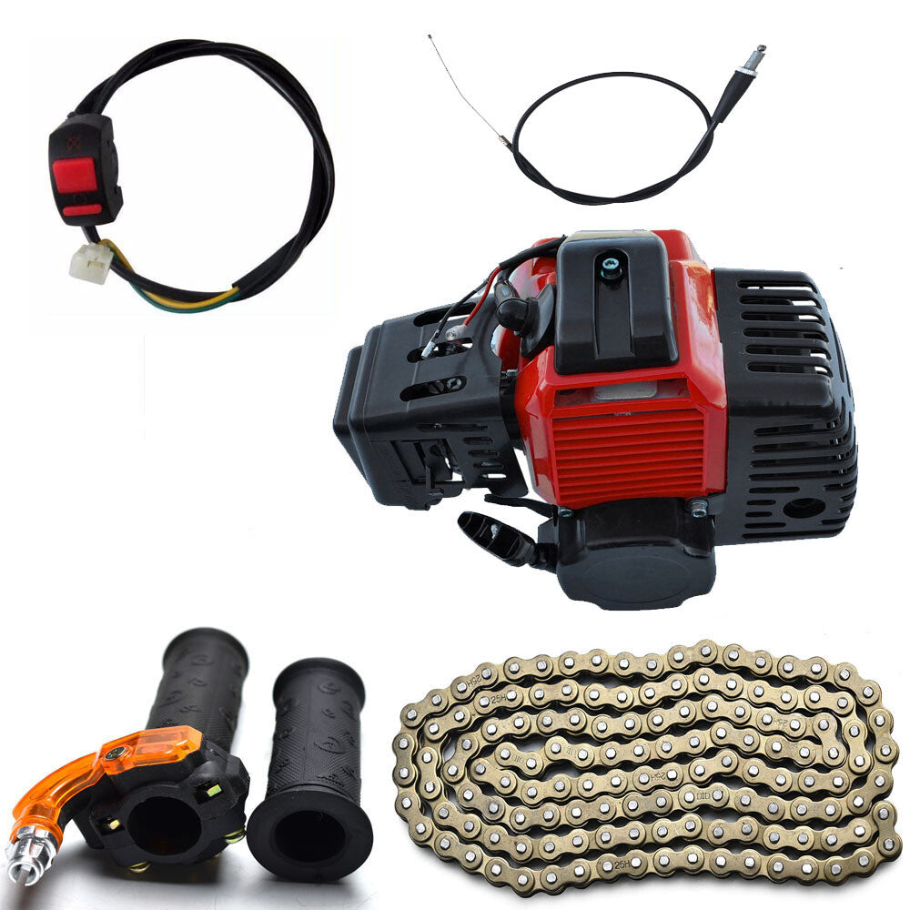 50cc 49cc 2-stroke engine, motor + chain + throttle pocket bicycle, scooter, go-kart, all-terrain vehicle