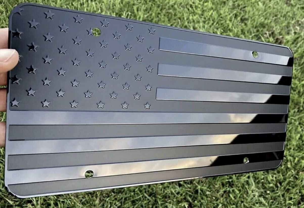 Car license plate front and rear cover, trunk boot, black American flag, suitable for Chrysler 12x6