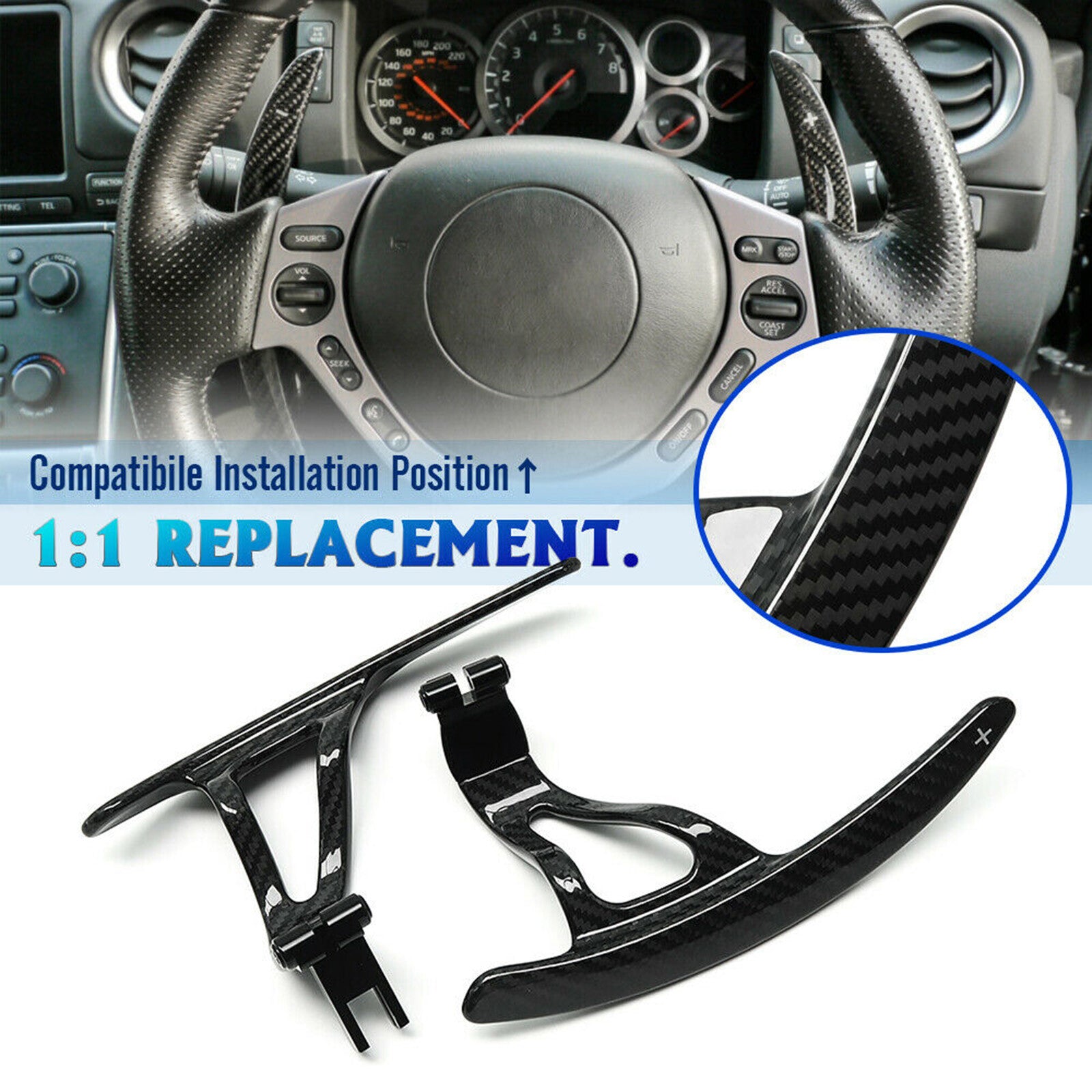 for Nissan GTR GT-R R35 2008-2016 Carbon Steering Shift Paddle Shifter Extension