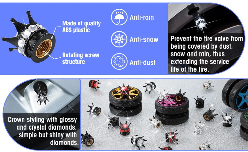 4-piece car tire valve cover rod air dust cover, dustproof and rustproof, black, suitable for Mitsubishi .
