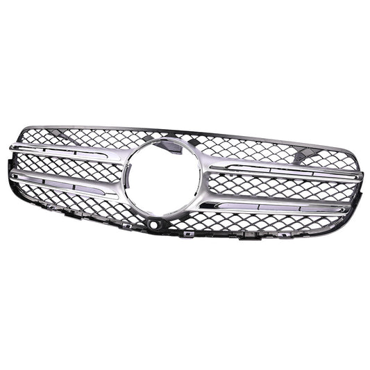 Front Bumper Cover Upper Grille Silver for Mercedes-Benz GLC300 Base 2016-2019
