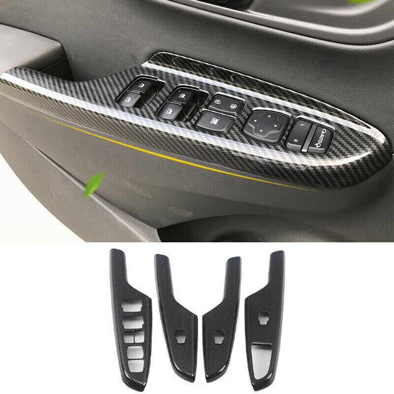 for Hyundai Kona 2018-2022 Carbon Look Door Window Lift Switch Button Panel Trim
