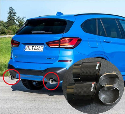 Black steel Carbon Fiber Rear Exhaust Muffler Tip Tail Pipe for BMW X1 16-19 F48