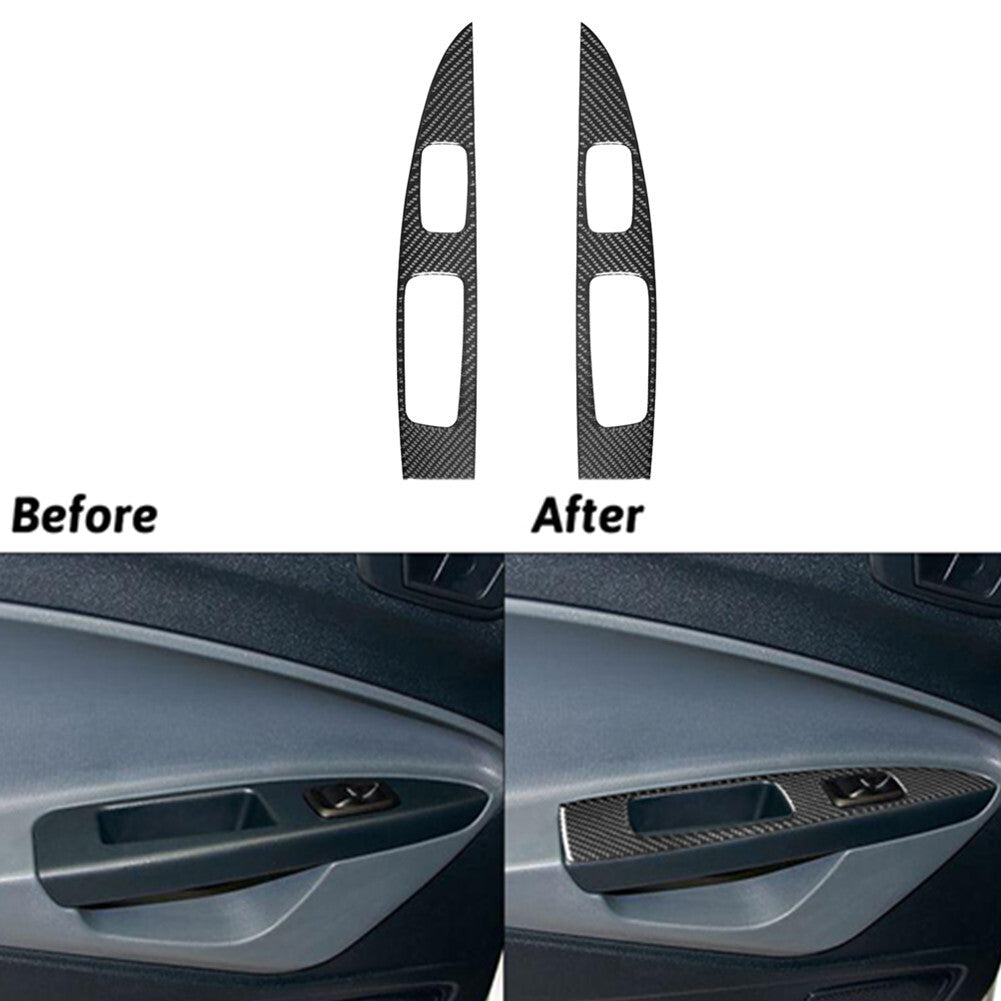 Carbon Fiber Rear Door Window Control Panel Cover Trim for Ford Fiesta 2011-2015