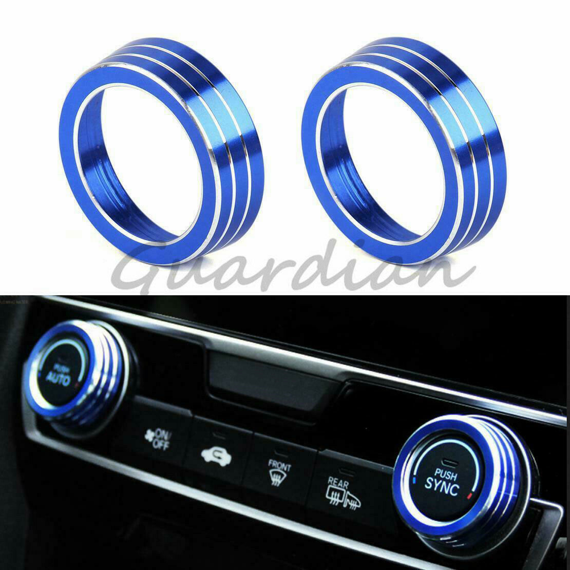 Blue decorative cover ring for air conditioning knobs, suitable for Honda for Civic 10, 16-20