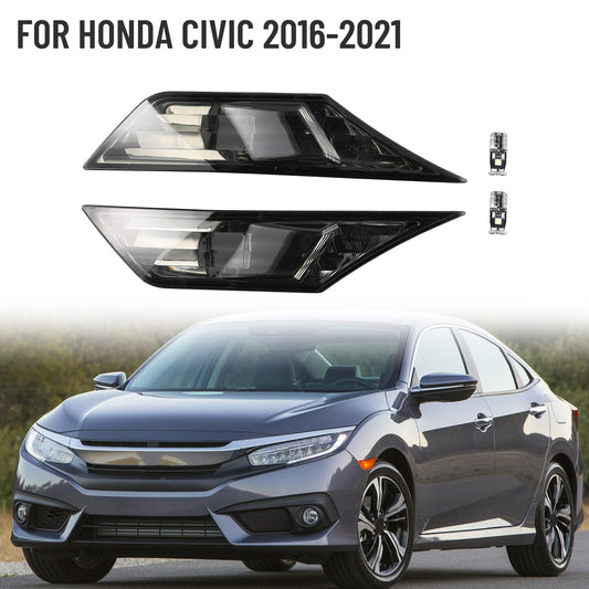 Smoked Lens LED Side Markers Turn Signal Light Lamps for Civic 2016-21