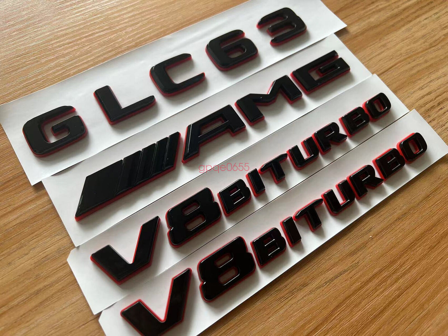 Black RED GLC63 AMG V8 BITURBO Emblem Badge Sticker Set For NEW AMG
