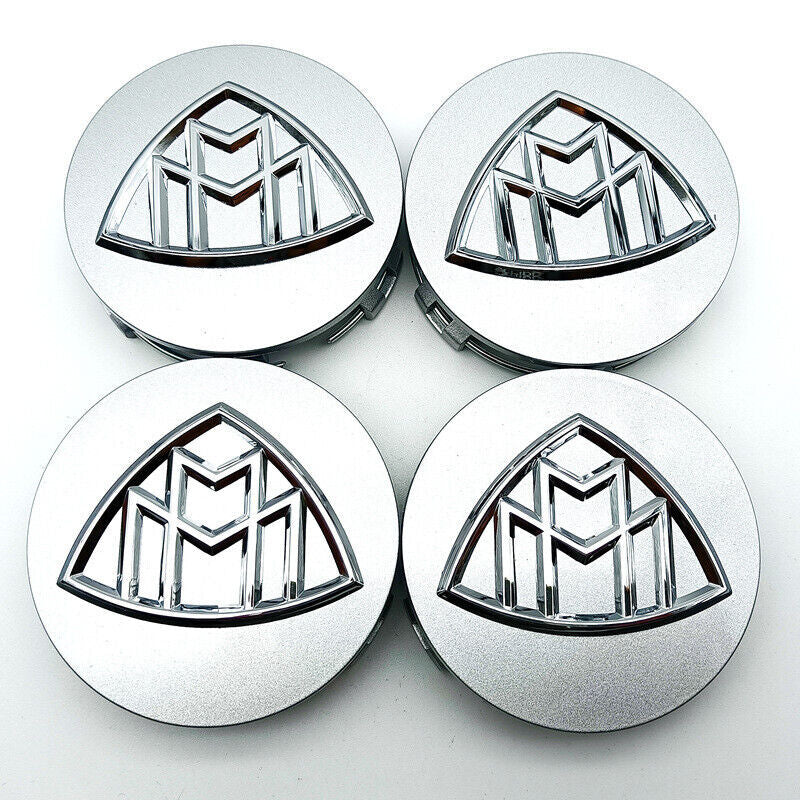 4-piece set of 75mm center hubcaps with badges for Mercedes - for Maybach wheels S400 S600