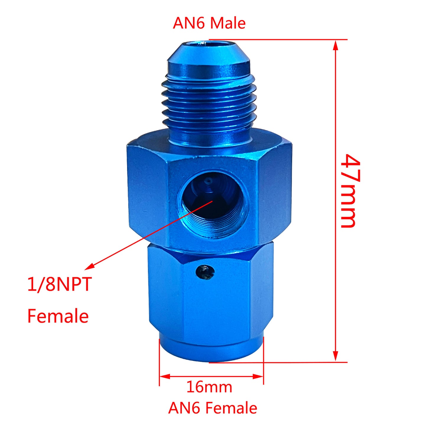 6 AN Straight Fitting Adapter AN6 Male to Female 1/8 NPT Gauge Port Fuel Hose