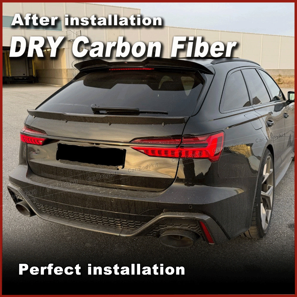 Fit for Audi A6 Avant RS6 C8 Dry Carbon Fiber Rear Trunk middle Spoiler Wing Lip