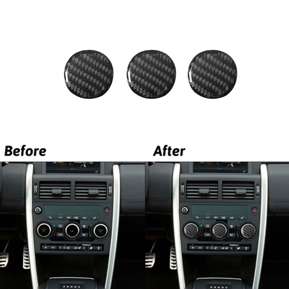 3X Carbon Fiber Radio Button Cover Trim for Land Rover Discovery Sport 2015-2019