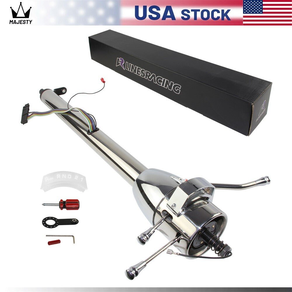 LR GM Silver 30'' Tilt AT Automatic Style Steering Column Universal for GM Cars