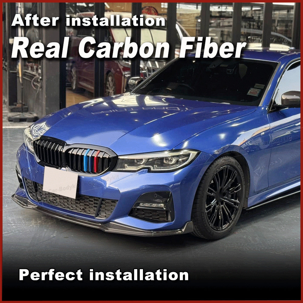 REAL CARBON Front Bumper Lip Spoiler Splitters for BMW G20 M340i 330i 2019-2023