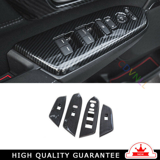Glass Window Lifting Lock Panel Trim for Honda CRV CR-V 2017-2022 Carbon Fiber