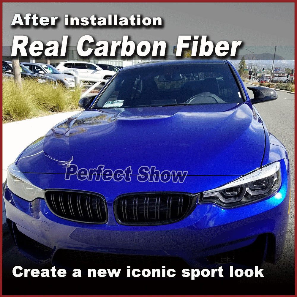 2xRHD Carbon Fiber Side Mirror Cover Caps Add-on for BMW F80 M3 F82 F83 M4 14-20