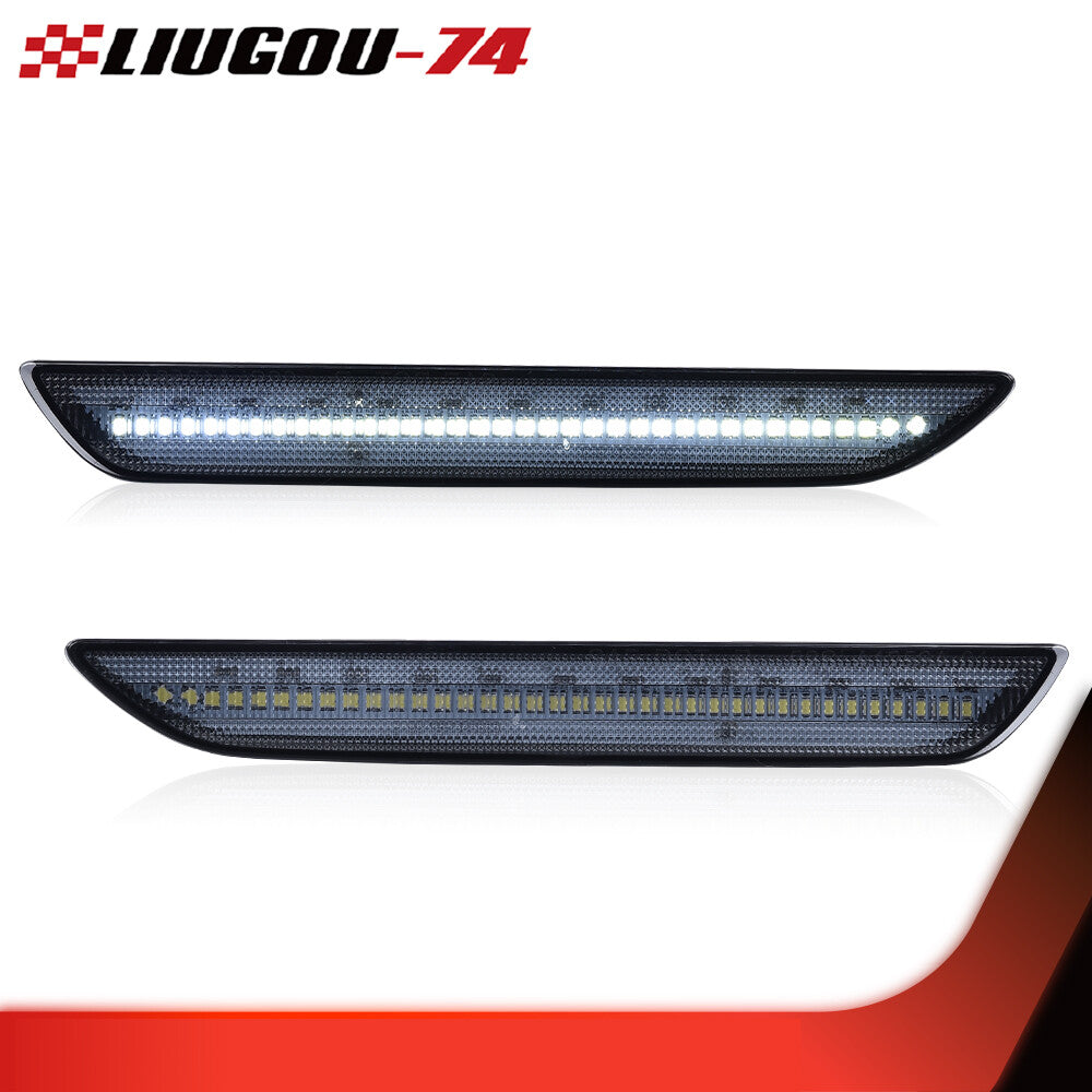 Suitable for 2015-22 for Ford for Mustang,white LED rear side marker lights, dark smoked.