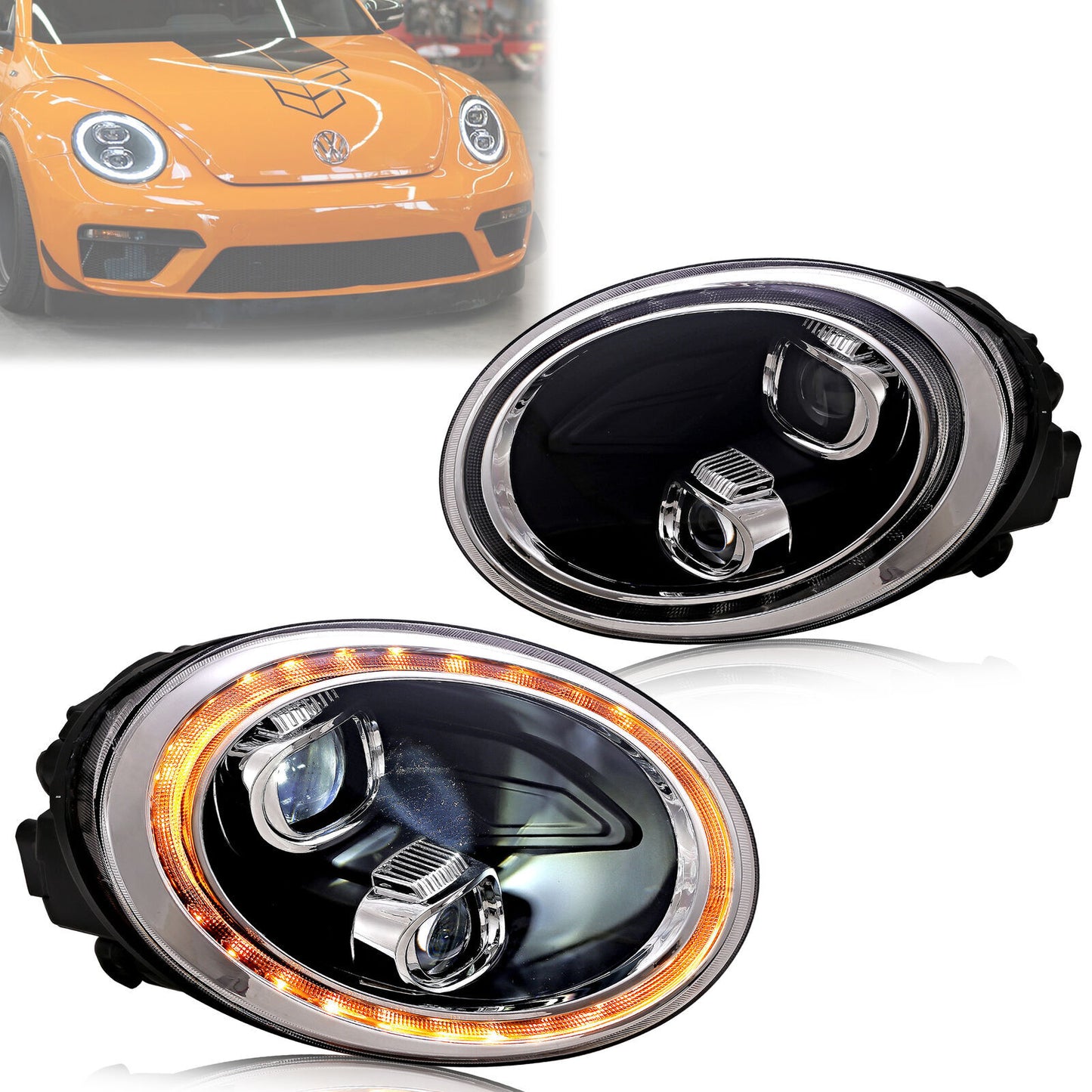 LED Sequential Headlights for Volkswagen BEETLE 2013-2022 Front Lamps