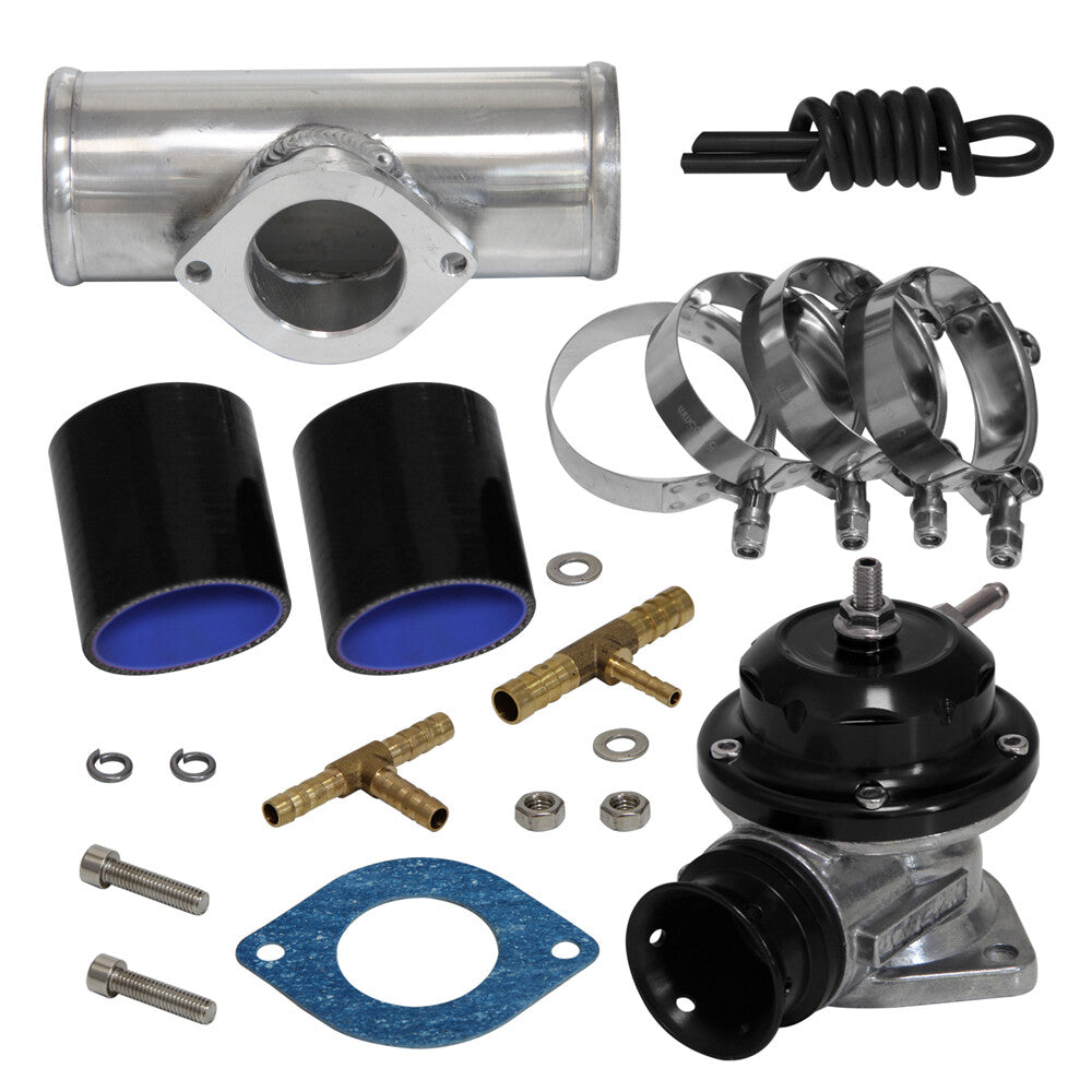 30 PSI Adjustable Turbo Blow Off Valve +Type RS 2.25 Flange Pipe Adapter Kit BK