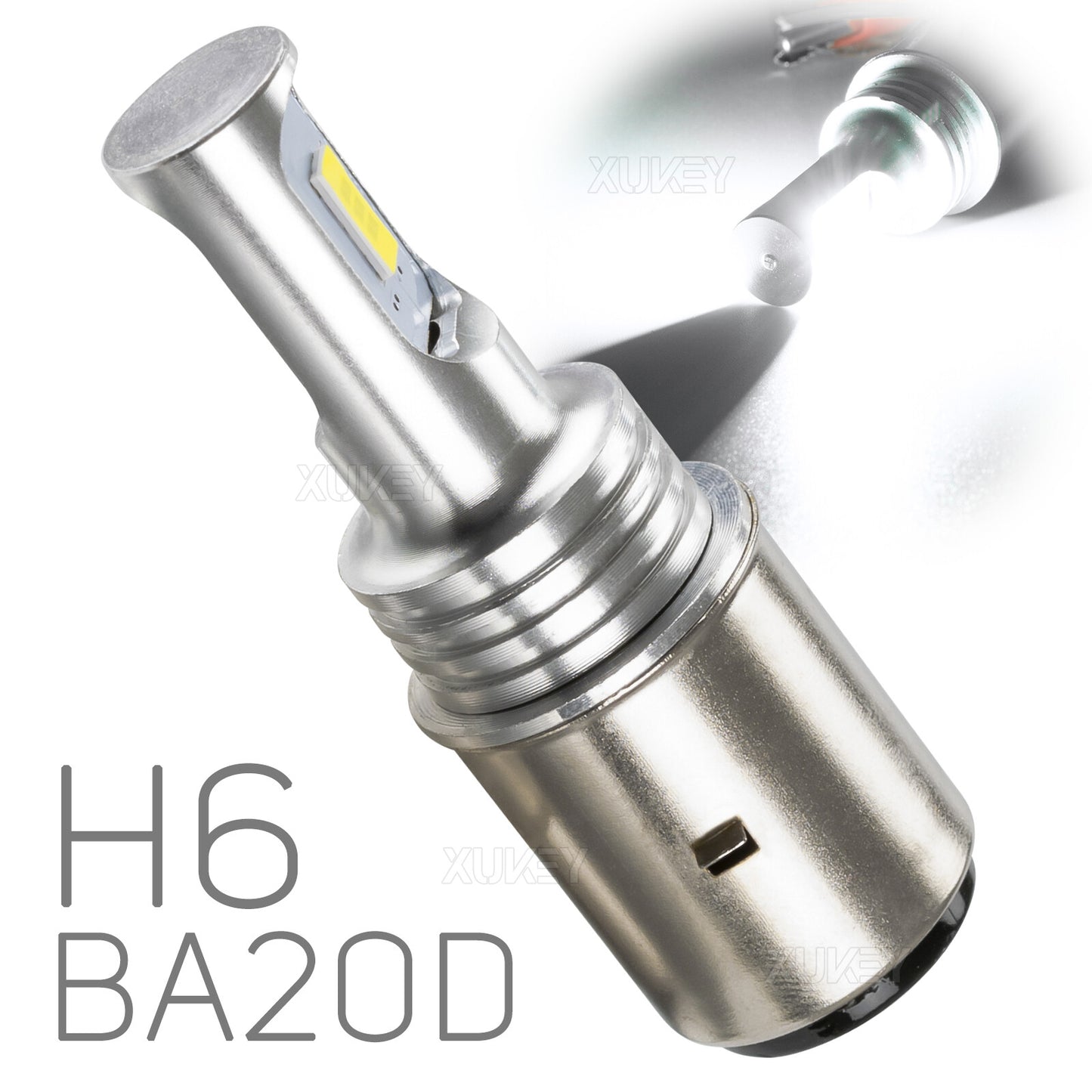 12V BA20D H6 LED High-low Beam For Motorcycle Headlight Xenon White Light Bulb
