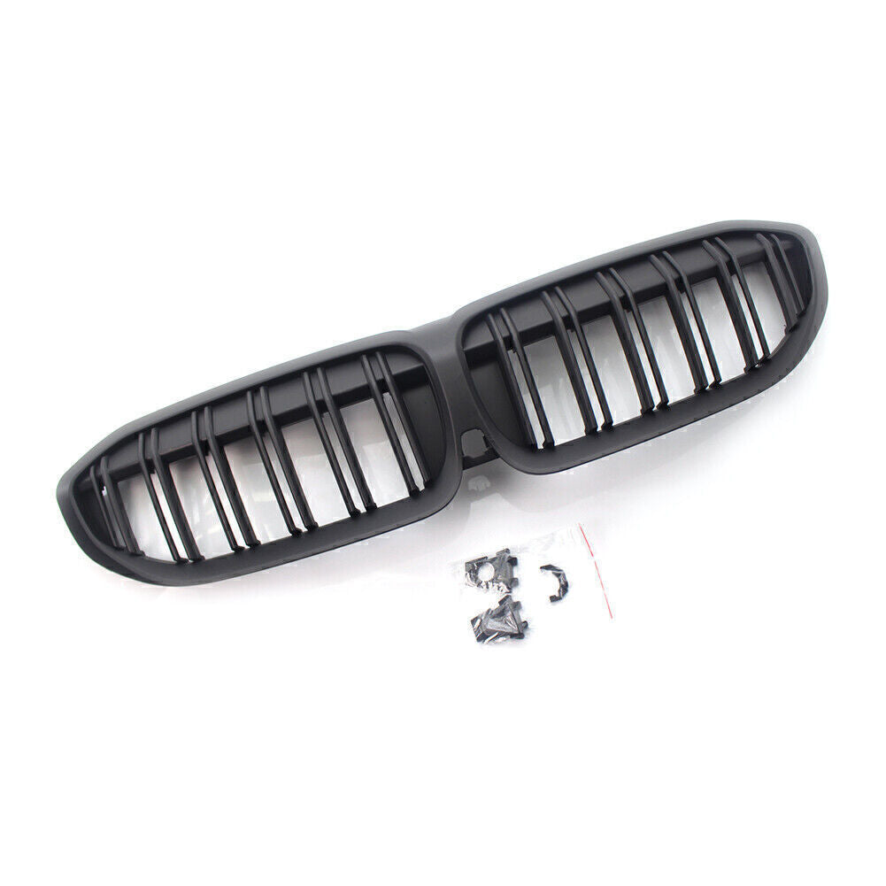 Front Kidney Grille Double Slat Grill Kit Fit for BMW 3 Series G20 19-22 Matte Black