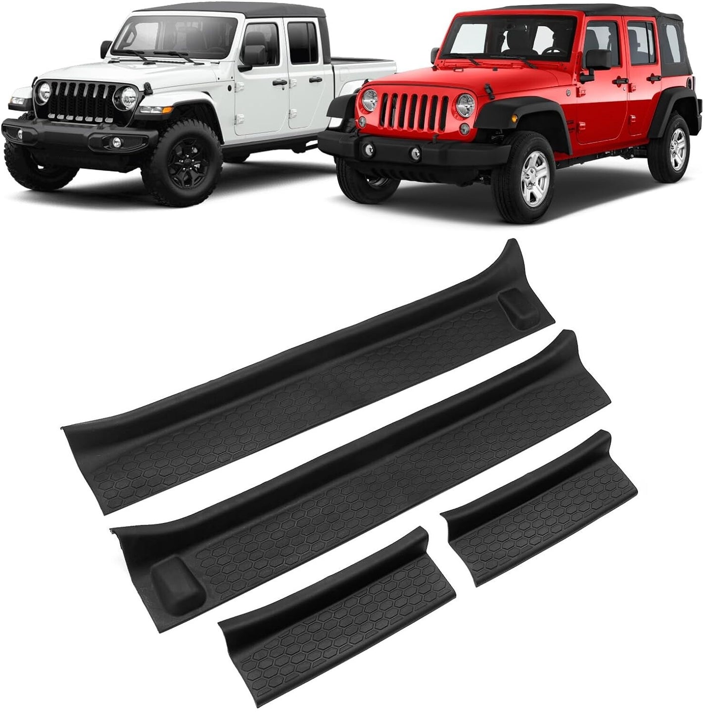4x For 2020-2024 for Jeep Gladiator Rubber Door Sill Guards Entry Scuff Plate Cover