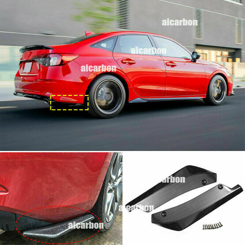 for Honda for Civic 11th 2022-2023 Carbon Fiber Rear Bumper Spoiler Corner Guard ABS