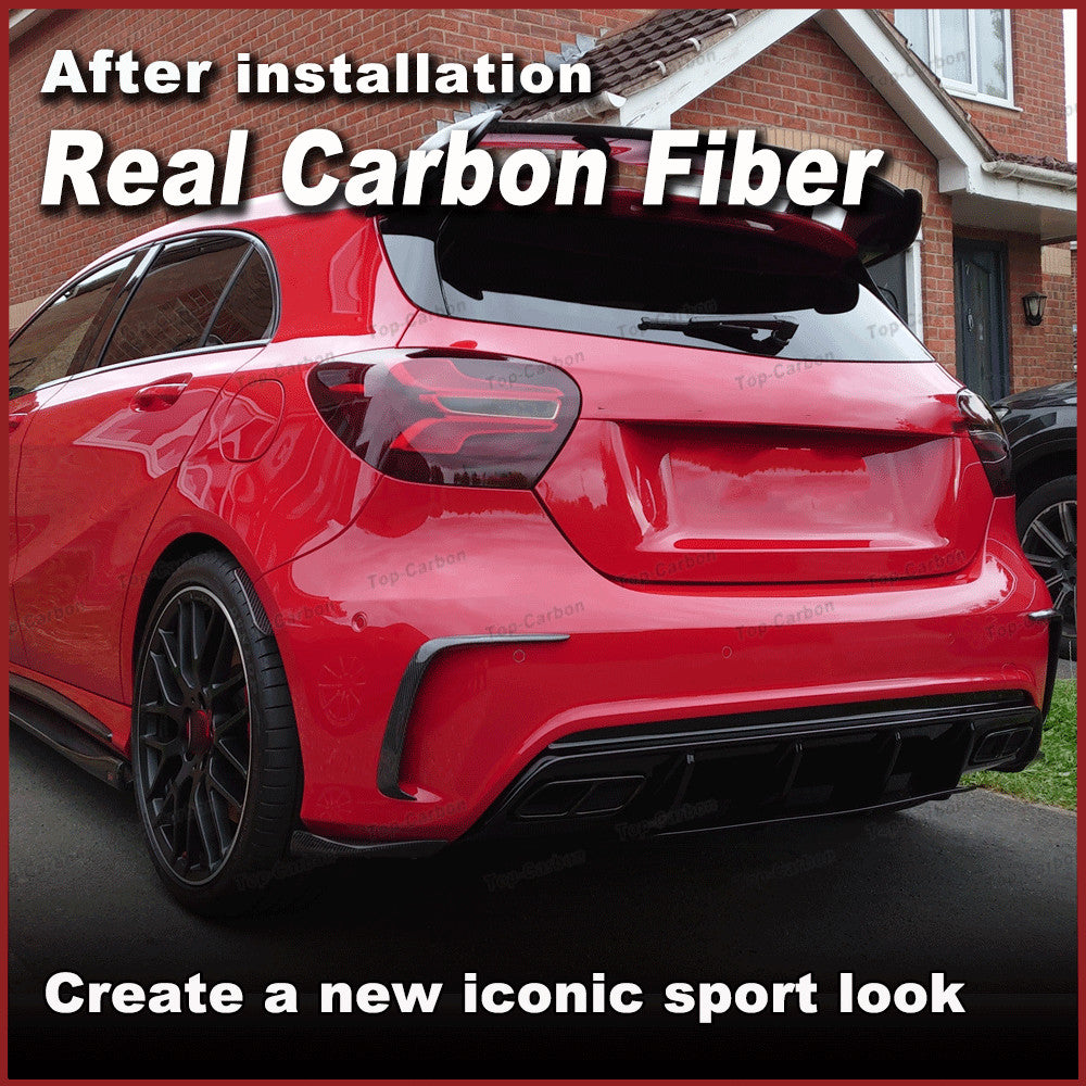 REAL CARBON Rear Bumper Splitter Spoiler Flaps for Mercedes W176 A200 A45 13-18